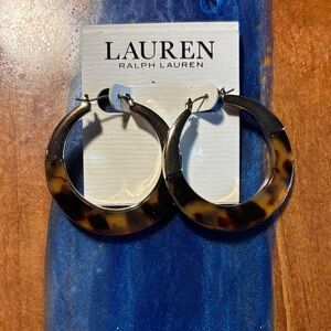 Lauren Ralph Lauren Tortoiseshell and Gold Hoop Earrings